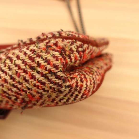 Tweed Bag Shoulder Hobo Handwoven Purse Chain Strap  Red STUART‎ WEITZMAN SPAIN - Picture 14 of 16